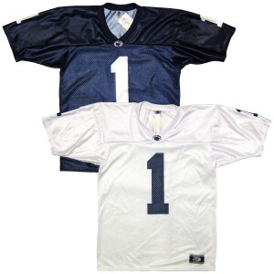 navy and white #1 Penn State football jerseys